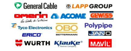 CB TRADING Logos - GENERAL CABLE - LAPP GROUP - OMERIN - ACOME - GEWISS - MAVIL - OBO - POLYPIPE - WÜRTH - KLAUKE - ERICO - TYCO ELECTRONICS​